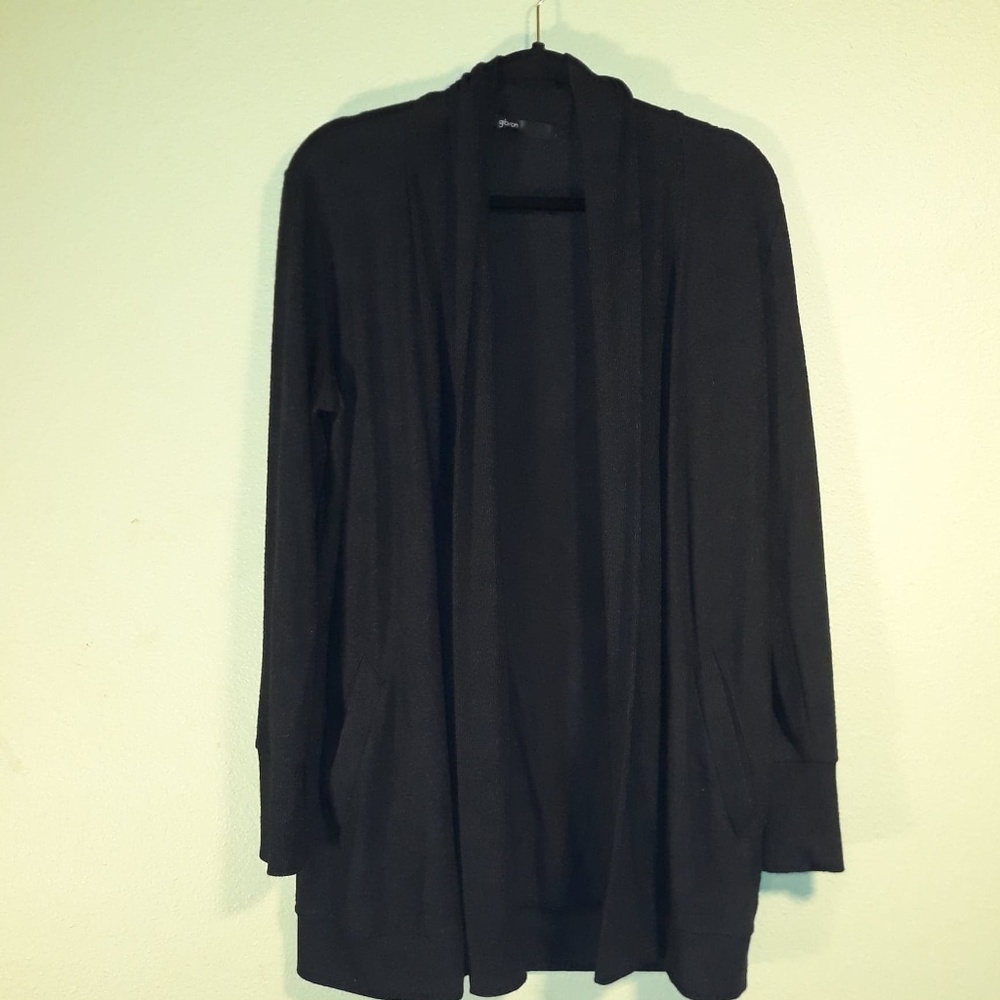 Gibson Charcoal Cardi w/Scarf Detail size S -008